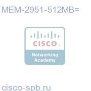 512MB DRAM (1 DIMM) for Cisco 2951 ISR, Spare MEM-2951-512MB= MEM-2951-512MB=